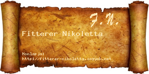 Fitterer Nikoletta névjegykártya